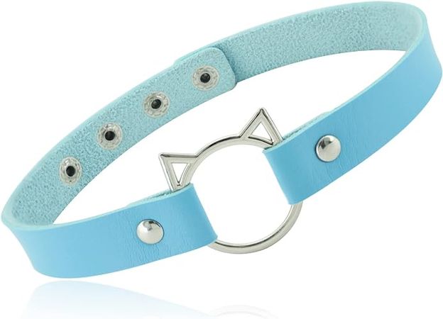 Amazon.com: ETHOON Adjustable Leather Choker Necklace Soft PU Collar Cat Punk Choker for Women Girls, Blue: Clothing, Shoes & Jewelry