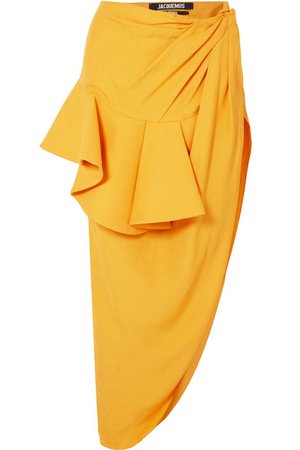 Jacquemus | Sol ruffled asymmetric crepe midi skirt | NET-A-PORTER.COM