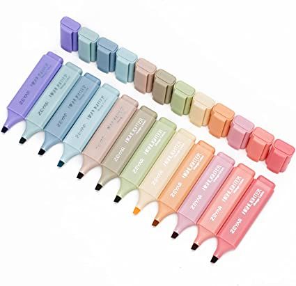 Amazon.com : ZEYAR Highlighter Pen, Cream Colors Chisel Tip Markers, Water Based, Quick Dry, No Bleed, for Bible Study Notes School Office (12 Vintage Colors) : Office Products