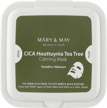 Καταπραϋντική μάσκα προσώπου σε μορφή φύλλων με εκχύλισμα δέντρου τσαγιού - Mary & May CICA Houttuynia Tea Tree Calming Mask | Makeup.gr