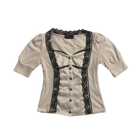 white and black lace lolita button up blouse top