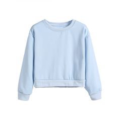 Light Blue Drop Shoulder Crop Sweatshirt ($15) ❤ liked on Polyvore featuring tops, hoodies, sweatshirts, blue, cropped sweatshirt, light blue top, blue c… (met afbeeldingen) | Kleding