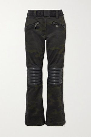 Battle Belted Camouflage-print Bootcut Ski Pants - Army green