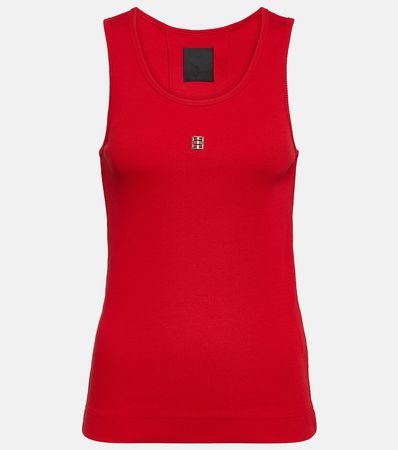 Ribbed Knit Cotton Jersey Tank Top in Red - Givenchy | Mytheresa