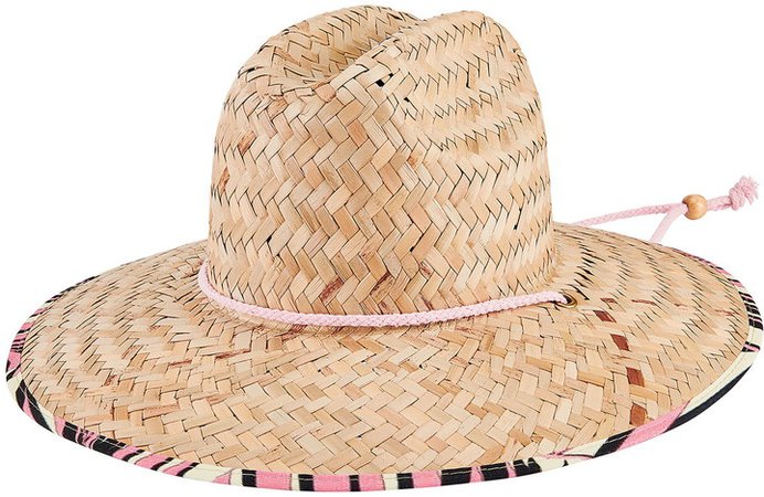 San Diego Hat Floral Lined Straw Lifeguard Hat