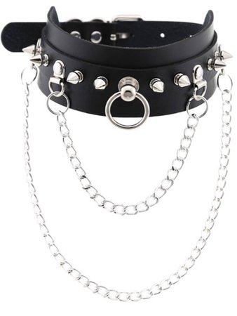 Black spiked choker with chains
