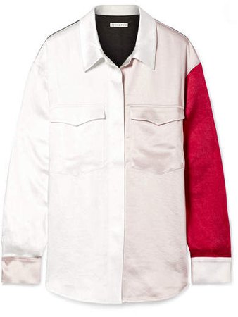 REJINA PYO - Sophie Color-block Washed-satin Shirt - White