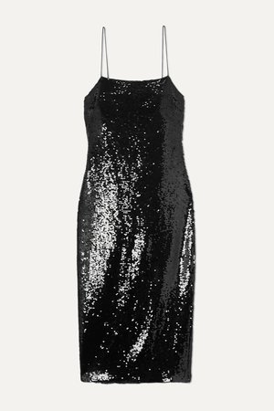Black The Camille sequined crepe midi dress | Cami NYC | NET-A-PORTER