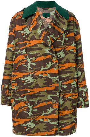 Pre-Owned double-breasted camouflage coat