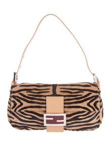 Fendi Zebra Printed Baguette - Neutrals Shoulder Bags, Handbags - FEN50450 | The RealReal