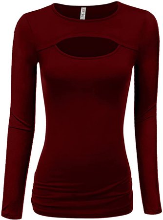 Amazon.com: Simlu Womens Keyhole Top Short and Long Sleeve Tops Reg and Plus Size Sexy Top for Fall Winter Summer Everyday: Clothing