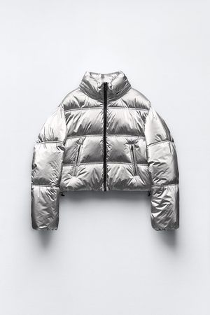 CROPPED METALLIC PUFFER ANORAK WIND PROTECTION - Silver | ZARA United States