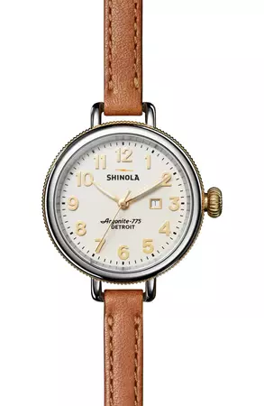 Shinola Birdy Leather Strap Watch, 34mm | Nordstrom