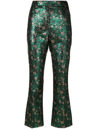 Prada Metallic Jacquard Trousers | Farfetch.com