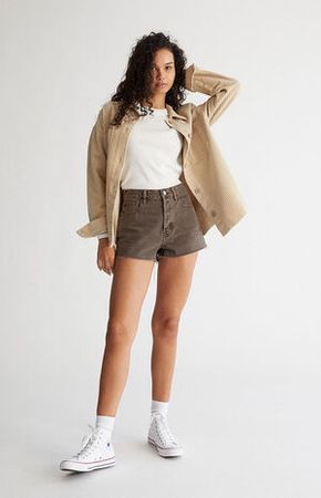 PacSun Eco Brown Ripped Vintage High Waisted Denim Shorts | PacSun