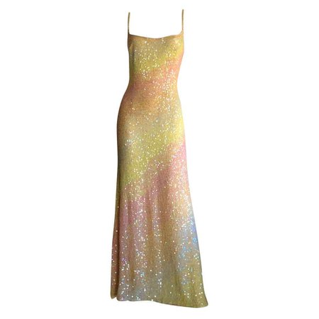 Exceptional Vintage Frank Usher Crystals & Sequins Rainbow Gown [edited]