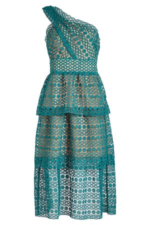Floral Chain Lace Asymmetric Midi Dress Gr. UK 10