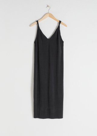 Cupro Blend Midi Dress - Black - Midi dresses - & Other Stories