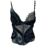 Thierry Mugler Couture Vintage Unworn Embellished Semi-Sheer Black Bustier Top For Sale at 1stDibs | thierry mugler bustier