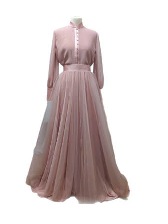 pink blush retro wedding dress