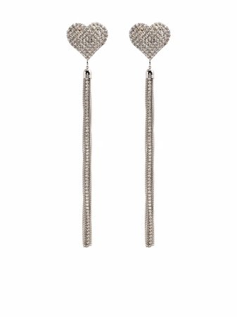 Alessandra Rich crystal-heart Tassel Earrings - Farfetch