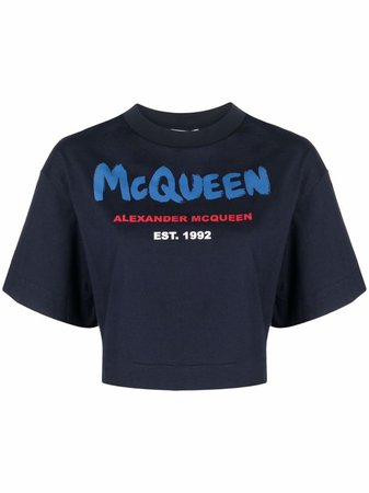 Alexander McQueen logo-print cropped T-shirt - FARFETCH