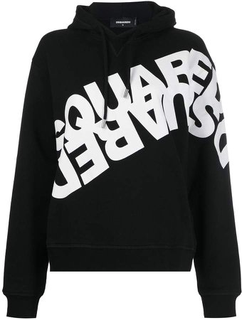 mirrored logo print hoodie