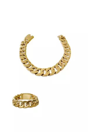 GOLD CHUNKY CHAIN NECKLACE AND BRACELET | CULT MIA | Anisa Sojka