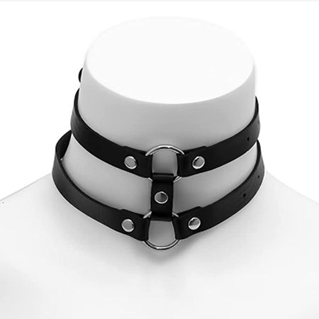 Amazon.com: Obmyec Black Leather Choker Punk Short Collar Gothic 2-tier Circle Necklace Soft PU Leather Short Neck Accessories for Women and Girls : Clothing, Shoes & Jewelry