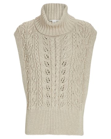Veronica Beard Collina Cable Knit Turtleneck Sweater Vest | INTERMIX®
