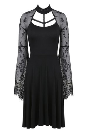 Benita Lace Sleeve Black Gothic Dress by Dark in Love