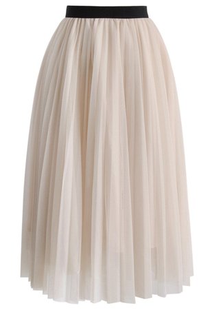 Dreamy Nude Pink Mesh Pleats Tulle Skirt - Skirt - BOTTOMS - Retro, Indie and Unique Fashion