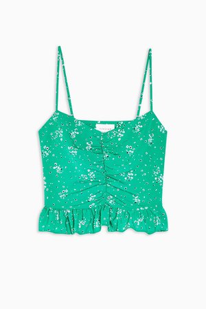 Green Floral Print Peplum Cami | Topshop