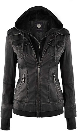 Lock and Love LL WJC1044 Womens Faux Leather Quilted Motorcycle Jacket with Hoodie XS Camel at Amazon Women's Coats Shop