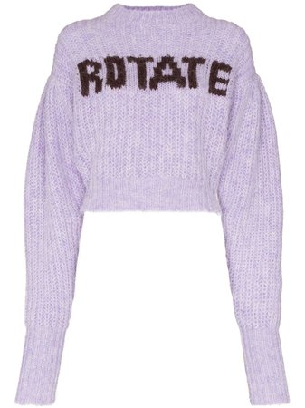 ROTATE Adley Logo intarsia-knit Cropped Jumper - Farfetch