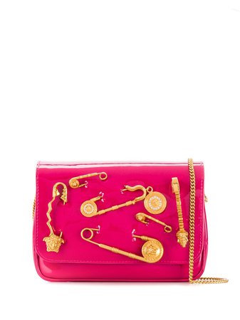 Pink Versace Safety Pin Crossbody Bag | Farfetch.com