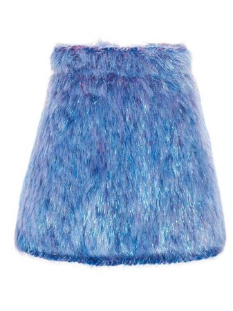 blue fur skirt