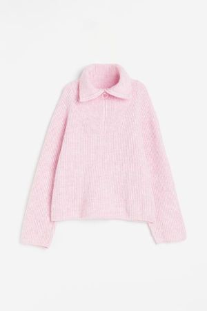 Oversized Half-zip Sweater - Light pink - Ladies | H&M US