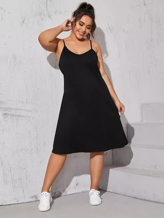 Plus Solid Midi Cami Dress | SHEIN USA