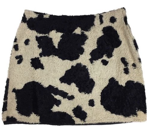 Cow Print Textured Mini Skirt