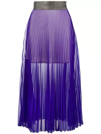 CHRISTOPHER KANE crystal mesh pleated skirt