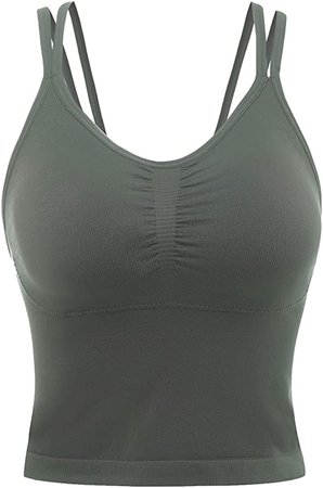 AKAMC 3 Pack Women's Medium Support Cross Back Wirefree Removable Cups Yoga Sport Bra at Amazon Women’s Clothing store