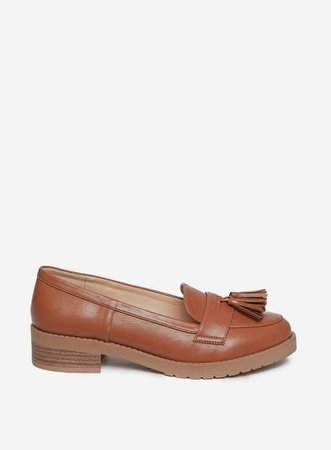 Wide Fit Tan ‘Litty’ Loafers | Dorothy Perkins
