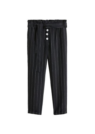MANGO Striped linen-blend trousers