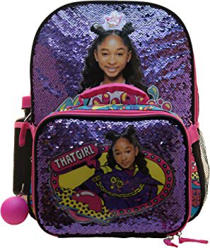 Amazon.com | That Girl Lay Lay Girls 4 Piece Backpack Set, Black Flip Sequin School Travel Bag with Front Zip Pocket, Mesh Side Pockets, Lunch Box, Water Bottle, and Squish Ball Dangle | Kids' Backpacks