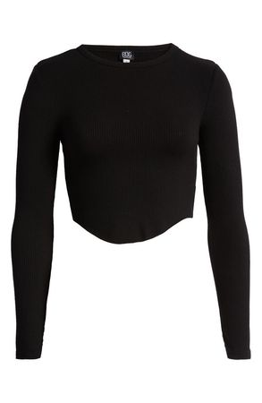 BDG Urban Outfitters Nola Long Sleeve Curved Hem Crop Top | Nordstrom