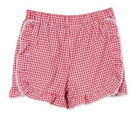 Gingham Ruffle Red Shorts