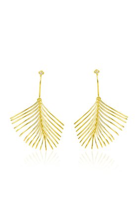 Essere Palm 18k Yellow Gold Diamond Earrings