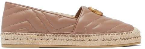 Pilar Gg Quilted Leather Espadrilles - Womens - Nude