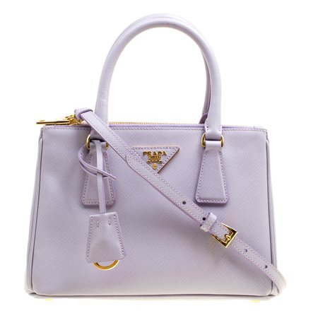 Buy Prada Lilac Saffiano Lux Leather Mini Double Zip Tote 161397 at best price | TLC